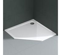 Mai & Mai Shower Tray Bathroom | Acrylic | White | Pentagonal Shower Tray | WDH: 100×100×4cm | Durable Modern Shower Base for Shower Enclosures Faro5