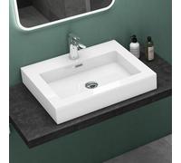 Mai & Mai Wall-Mounted Bathroom Basin 60cm Countertop Solid Surface Sink Colossum818 White Cast Marble Vanity Basin