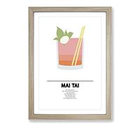 Mai Tai Cocktail Framed Wall Art Print A2 Oak