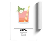 Mai Tai Cocktail | Unframed Wall Art Print | Ready to Frame Poster | Modern Home Decor Picture | Artwork for Living Room, Bedroom, Kitchen or Office | A4 (21 Ã- 29.7 cm)