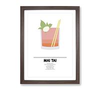 Mai Tai Modern Framed Print | A4 Walnut Framed Wall Art | Ready to Hang | Modern Nature Picture | Living Room Bedroom Lounge Office