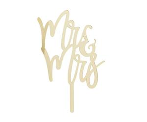 Maia Gifts Mr & Mrs Gold Mirror Acrylic Wedding Cake Topper