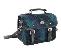 Maia Gifts Tweed Bervie Mini Satchel in Blue with Turquoise Overcheck