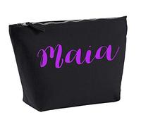 Maia Personalised Make Up Accessory Bag In Black Colour Purple Print Birthdays Weddings Christmas Makeup