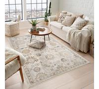 Maia Washable Lagoon Floral Traditional Area Rug Non-Slip Living Room Desire Rugs Beige 120cm x 180cm