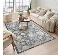 Maia Washable Lagoon Floral Traditional Area Rug Non-Slip Living Room Desire Rugs Navy 120cm x 180cm