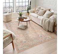 Maia Washable Low Pile Non Slip Blossom Traditional Area Rug - Coral, 120 X 180 Cm (Rectangular)