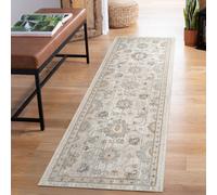 Maia Washable Low Pile Non Slip Lagoon Traditional Area Rug - Beige, 60 X 220 Cm (Runner)