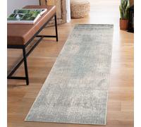 Maia Washable Low Pile Non Slip Mist Abstract Area Rug - Grey, 60 X 220 Cm (Runner)