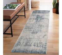 Maia Washable Low Pile Non Slip Mist Abstract Area Rug - Navy, 60 X 220 Cm (Runner)