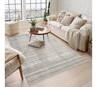 Maia Washable Low Pile Non Slip Motif Traditional Area Rug - Grey, 160 X 240 Cm (Rectangular)