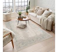 Maia Washable Low Pile Non Slip Orchid Traditional Area Rug - Beige, 160 X 240 Cm (Rectangular)
