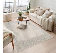 Maia Washable Orchid Floral Traditional Area Rug Non-Slip -Living Room Desire Rugs Beige 60cm x 220cm