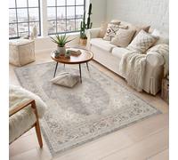 Maia Washable Orchid Floral Traditional Area Rug Non-Slip -Living Room Desire Rugs Grey 120cm x 180cm