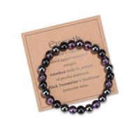 MAIBAIOTA 8mm Empath Protection & Safe Travel & Anxiety Relief Bracelet - New Beginnings Lucky Charms for Travel/New Job/Next Chapter, 8 mm, Stone, no gemstone