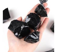 MAIBAOTA 1.6" Black Obsidian 4pcs Rough Stones Healing Crystals Natural Raw Gemstones Gifts for Beginners Protection Chakra Reiki Spiritual Balancing Meditation Bulk Rocks