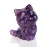 MAIBAOTA 1.8" Purple Cat Purple Amethyst Crystal Ornaments Cute Lucky Cat Lovers Witchy Gifts for Women Girls Home Office Desk Decor Cats Figurine Statue Christmas Stocking Fillers Gift