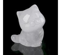 MAIBAOTA 1.8" White Cat Clear Quartz Crystal Ornaments Cute Lucky Cat Lovers Witchy Gifts for Women Girls Home Office Desk Decor Cats Figurine Statue Christmas Stocking Fillers Gift