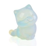 MAIBAOTA 1.8" White Cat Opal Crystal Ornaments Cute Lucky Cat Lovers Witchy Gifts for Women Girls Home Office Desk Decor Cats Figurine Statue Christmas Stocking Fillers Gift