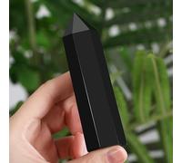 MAIBAOTA 4" Black Obsidian Healing Crystals Wands Gifts for Beginners Hexagonal Point Tower Meditation Nature Reiki Polished Protection Decor Large Crystal 1pcs