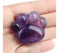 MAIBAOTA Amethyst Healing Crystals Cat Paw Worry Stone for Anxiety Stress Relief Cute Pocket-Sized Emotional Support Gifts for Crystal Cat Pet Lovers Women Men (Purple)