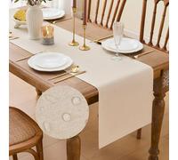 MAIBAOTA Beige Waterproof Small Coffee Table Runner 40 x 140 cm Machine Washable Table Runners for Kitchen Dining Table Decorations Spring Home Party Decor (16 x 55 inch)