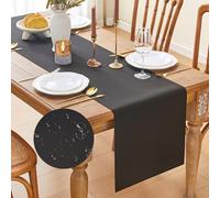 MAIBAOTA Black Waterproof Small Coffee Table Runner 40 x 140 cm Machine Washable Table Runners for Kitchen Dining Table Decorations Spring Home Party Decor (16 x 55 inch)