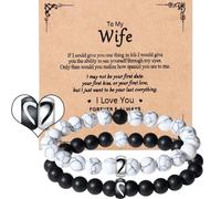 MAIBAOTA Couples Bracelets, Matching His and Hers Bracelets, Couple Jewelry Gifts for Boyfriends Girlfriends Hsuband Wife, Valentines Day Anniversary Birthday Gifts, Stretchable, Stone, no gemstone
