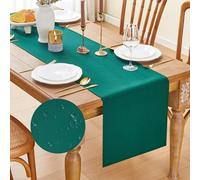 MAIBAOTA Green Waterproof Small Coffee Table Runner 40 x 140 cm Machine Washable Table Runners for Kitchen Dining Table Decorations Spring Home Party Decor (16 x 55 inch)
