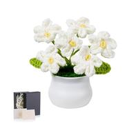 MAIBAOTA Handmade White Crochet Flowers Forget Me Not