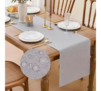 MAIBAOTA Light Grey Waterproof Coffee Table Runner Long Table Runners for Dining Table Kitchen Decorations Christmas Wedding Birthday Party Farmhouse Rustic Decor 40 x 180 cm (16 x 72")