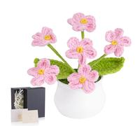 MAIBAOTA Light Pink Forget Me Not Crochet Flowers Cute Small Stuff Gifts for Women Girls Handmade Knitted Flower Bouquet Potted Plants Home Office Desk Accessories Decor Artificial Flowers