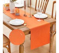 MAIBAOTA Orange Waterproof Coffee Table Runner Long Table Runners for Dining Table Kitchen Decorations Christmas Wedding Birthday Party Farmhouse Rustic Decor 40 x 240 cm (16 x 95")