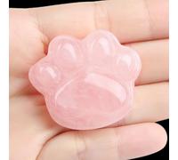 MAIBAOTA Rose Quartz Healing Crystals Cat Paw Worry Stone for Anxiety Stress Relief Cute Pocket-Sized Emotional Support Gifts for Crystal Cat Pet Lovers Women Men (Pink)