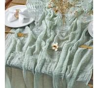 MAIBAOTA Sage Green Cheesecloth Table Runner 300 cm Boho Rustic Gauze Cheese Cloth Table Runners for Wedding Arch Decorations Seasonal Kitchen Dining Holiday Decor
