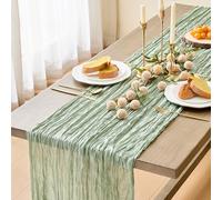 MAIBAOTA Sage Green Cheesecloth Table Runner 90 x 300 cm Boho Rustic Gauze Cheese Cloth Table Runners for Wedding Arch decor Party Baby Bridal Shower Birthday