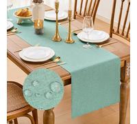 MAIBAOTA Sage Green Waterproof Small Coffee Table Runner 40 x 140 cm Machine Washable Table Runners for Kitchen Dining Table Decorations Spring Home Party Decor (16 x 55 inch)