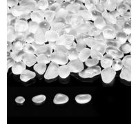 MAIBAOTA Small Sea Glass Pebbles White Mini Frosted Glass Stones Gemstones Bulk for Aquarium Fish Tank Gravel Vase Fillers DIY Crafts Home Decor (0.85 lb/385g)