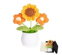 MAIBAOTA Sunflower Crochet Flowers Knitted Flowers Handmade Potted Plants Artificial Flower Bouquet Office Desk Decor Decorations Emotional Support Gifts for Teacher Women