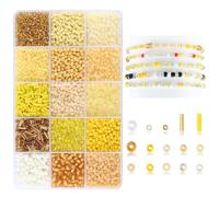 MAIBAOTA Yellow Beads for Jewelry Making 4mm Yellow Glass Seed Beads Kit 15 Color 3mm 2mm Small Tiny Tube Bead for Bracelets Necklace Earring Craft DIY