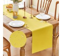 MAIBAOTA Yellow Waterproof Small Coffee Table Runner 40 x 140 cm Machine Washable Table Runners for Kitchen Dining Table Decorations Spring Home Party Decor (16 x 55 inch)