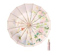 Maibar Compact Umbrella SPF 50 3D Pattern Compact 16 Ribs UPF 50 Sun UV Protection Folding Umbrella for Women (3)