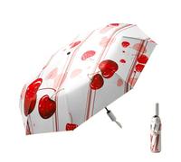 Maibar Mini Umbrella SPF 50 Compact Portable 3D Pattern Cherry Umbrella Small Folding Sun UV UPF 50 Umbrellas for Women (8 Ribs Auto Open Button)
