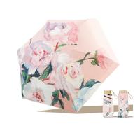 Maibar Rose Umbrella Compact Portable 3D Oil Pattern Umbrella SPF 50 Small Folding Sun UV UPF 50 Umbrellas for Women (1)