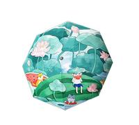 Maibar Sun Umbrella for Women UV Protection Windproof Waterproof Triple Folding Umbrellas 8 Ribs Cartoon Umbrella for Women (Watermelon River)