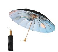 Maibar Sun Umbrella SPF 50 3D Pattern Compact 16 Ribs UPF 50 UV Protection Folding Umbrella for Women (1)