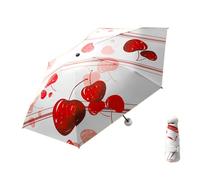 Maibar Sun Umbrella SPF 50 Compact Mini Portable 3D Pattern Cherry Umbrella Small Folding UV UPF 50 Umbrellas for Women (6 Ribs)