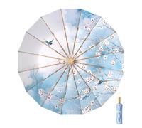 Maibar Umbrella Compact UPF 50 SPF 50 3D Pattern 16 Ribs Chinese Style Sun UV Protection Folding Umbrella for Women (3)