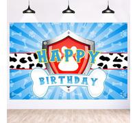 Maicaiffe Dog Paw Birthday Backdrop Banner Decor - 6x4 ft Paw Print Photography Background Poster - Boys Children Boys Cartoon Dog Birthday Party Photography Prop Booth - Baby Shower Party Decorations