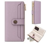 Maicican Womens Wallet, RFID Blocking Thin Wallet for Women, Leather Card Wallets for Women, Long Large Capacity Purse, Women's Card & Id Cases for Cash, Purple, Modern